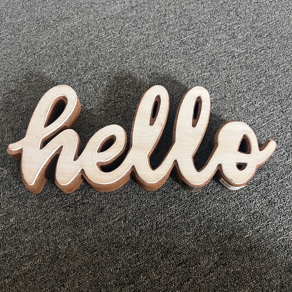 Wooden 'Hello' Wall Decor Sign